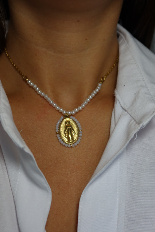 Collier Ave Maria - Blanc